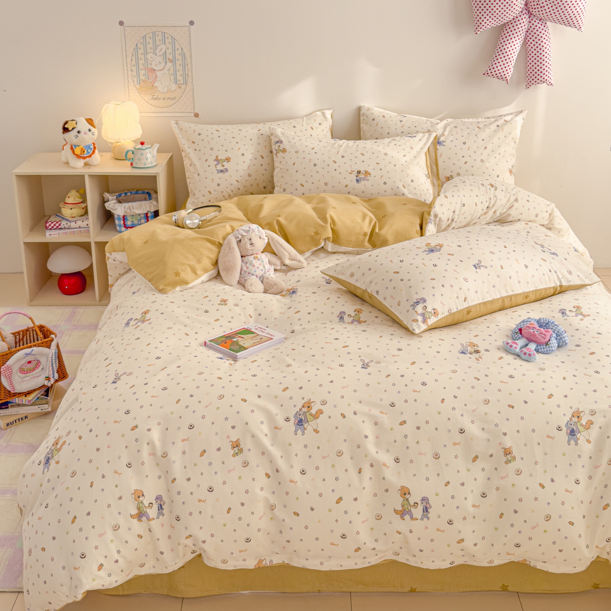 91家纺网 家纺一手货源 找家纺 沐辰 2026新款13070全棉纯棉印花四件套-萌趣 伙伴