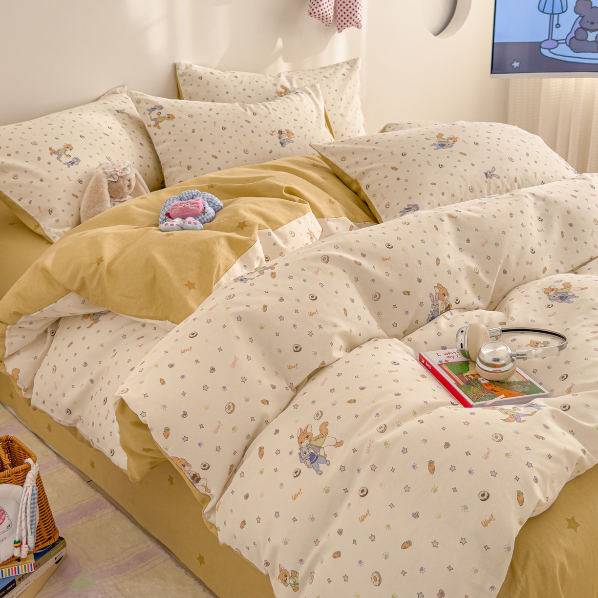 91家纺网 家纺一手货源 找家纺 沐辰 2026新款13070全棉纯棉印花四件套-萌趣 伙伴