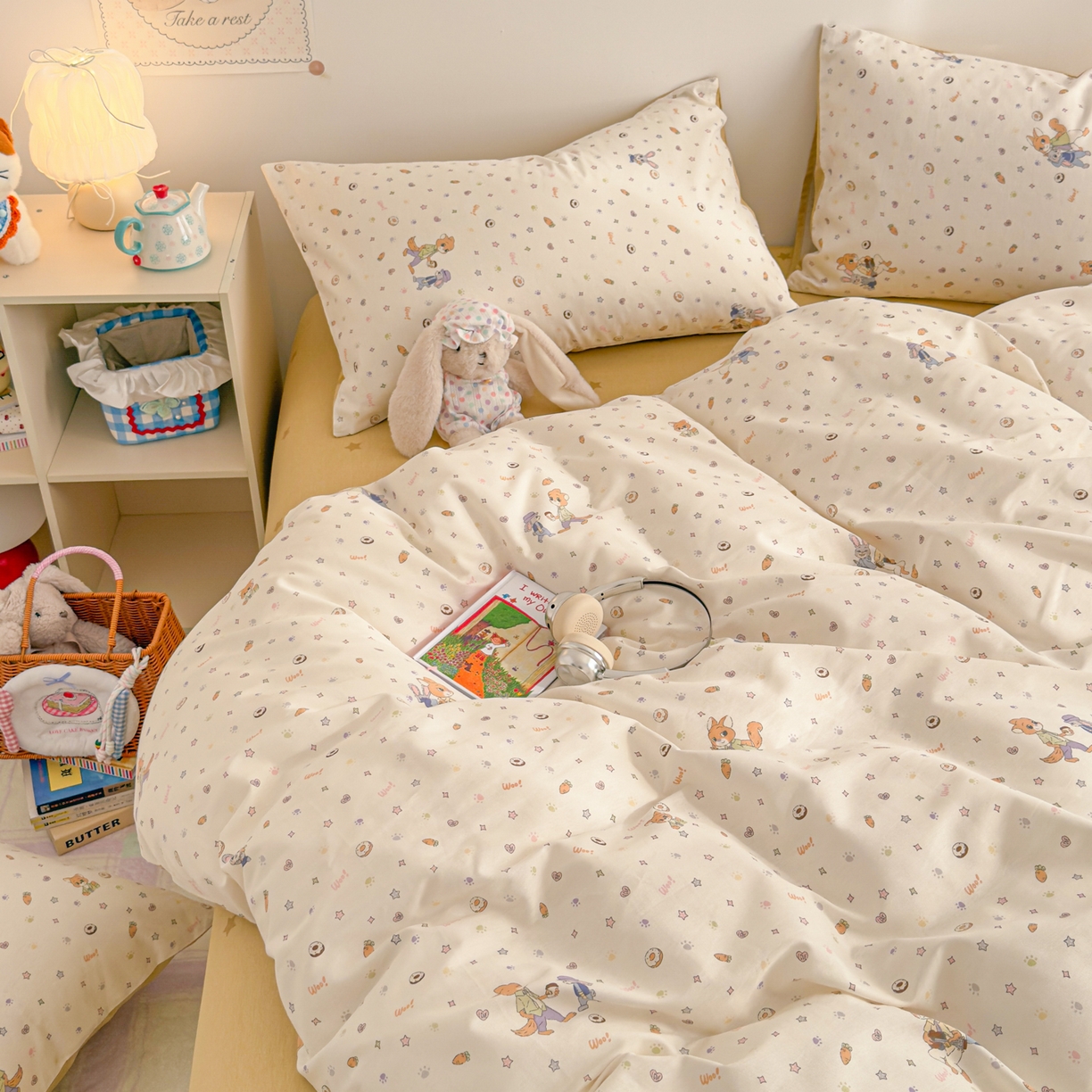 91家纺网 家纺一手货源 找家纺 沐辰 2026新款13070全棉纯棉印花四件套-萌趣 伙伴