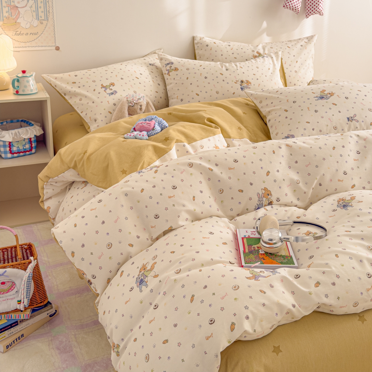 91家纺网 家纺一手货源 找家纺 沐辰 2026新款13070全棉纯棉印花四件套-萌趣 伙伴