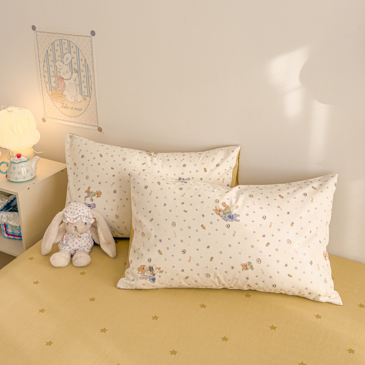 91家纺网 家纺一手货源 找家纺 沐辰 2026新款13070全棉纯棉印花四件套-萌趣 伙伴