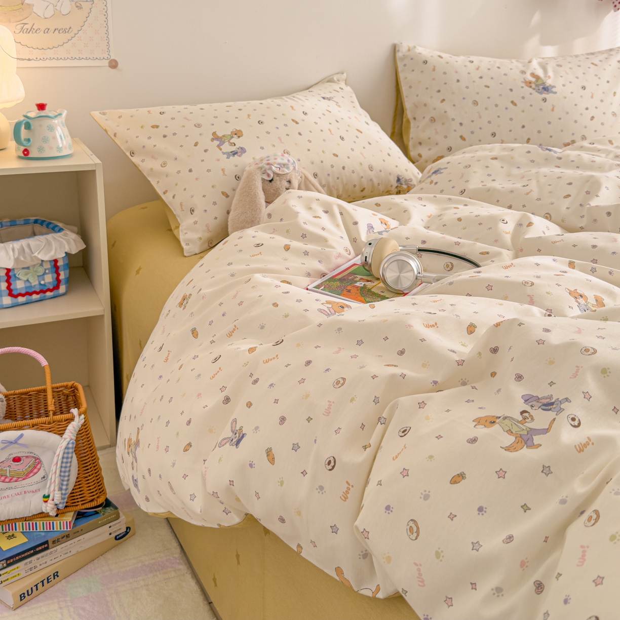 91家纺网 家纺一手货源 找家纺 沐辰 2026新款13070全棉纯棉印花四件套-萌趣 伙伴