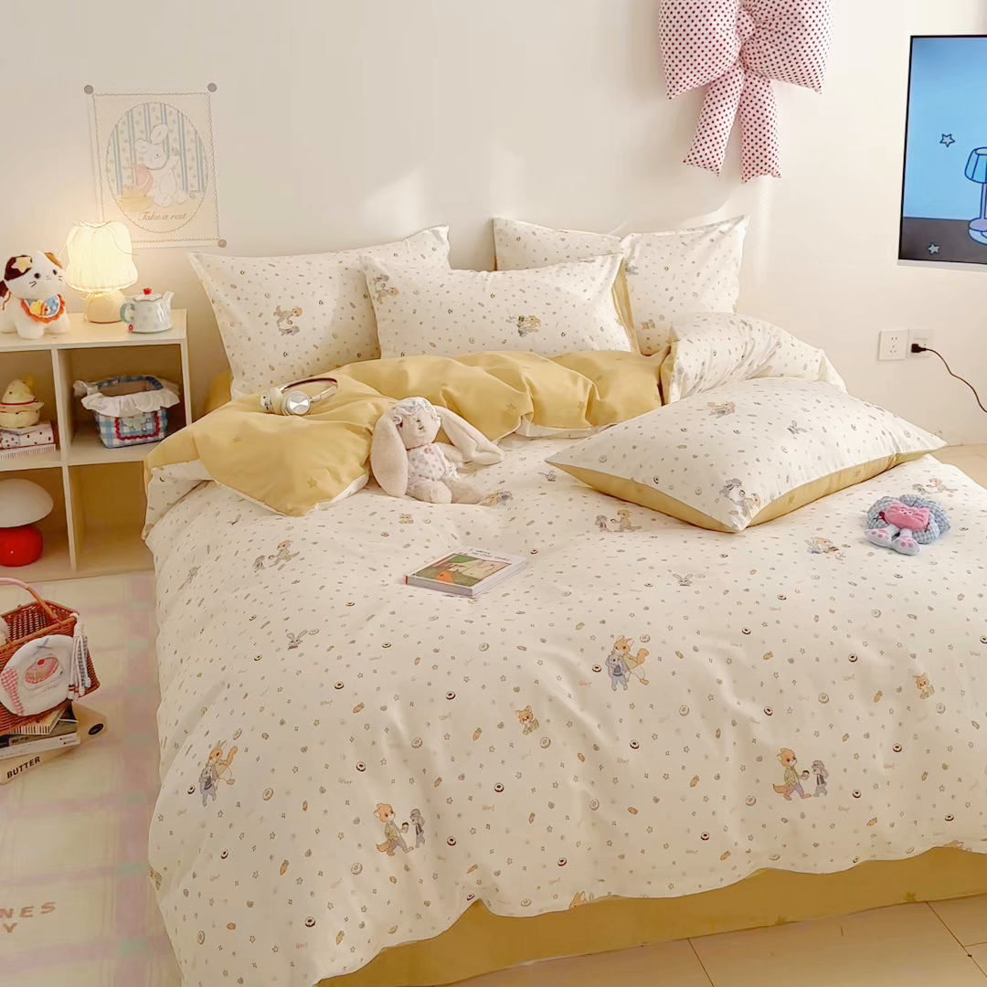 91家纺网 家纺一手货源 找家纺 沐辰 2026新款13070全棉纯棉印花四件套-萌趣 伙伴