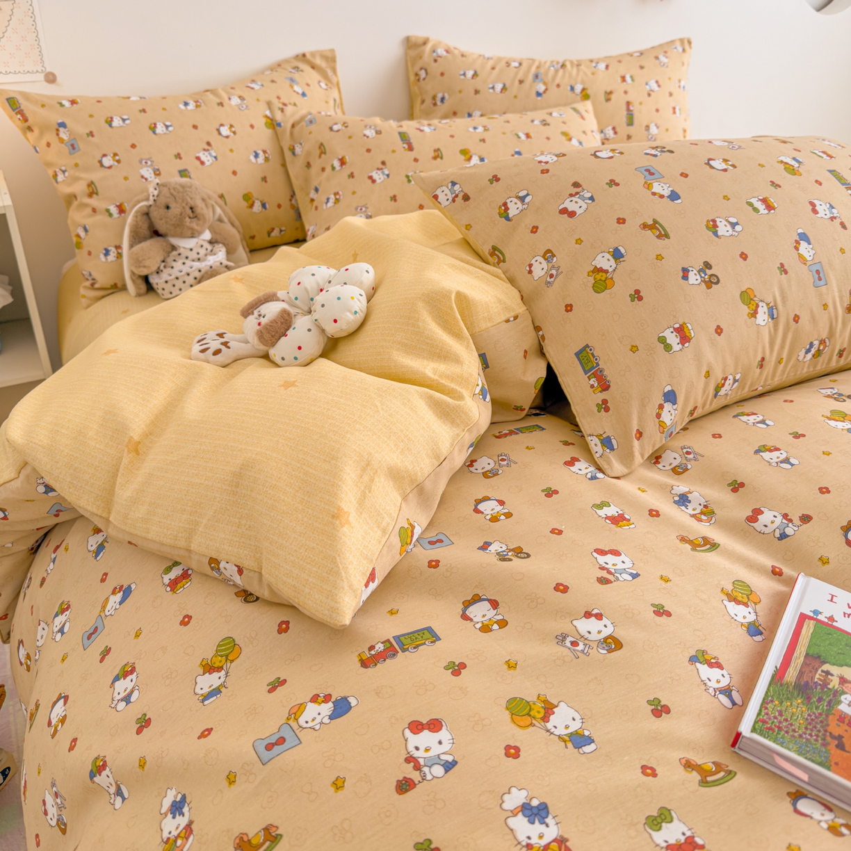 91家纺网 家纺一手货源 找家纺 沐辰 2026新款13070全棉纯棉印花四件套-萌趣 假日猫咪