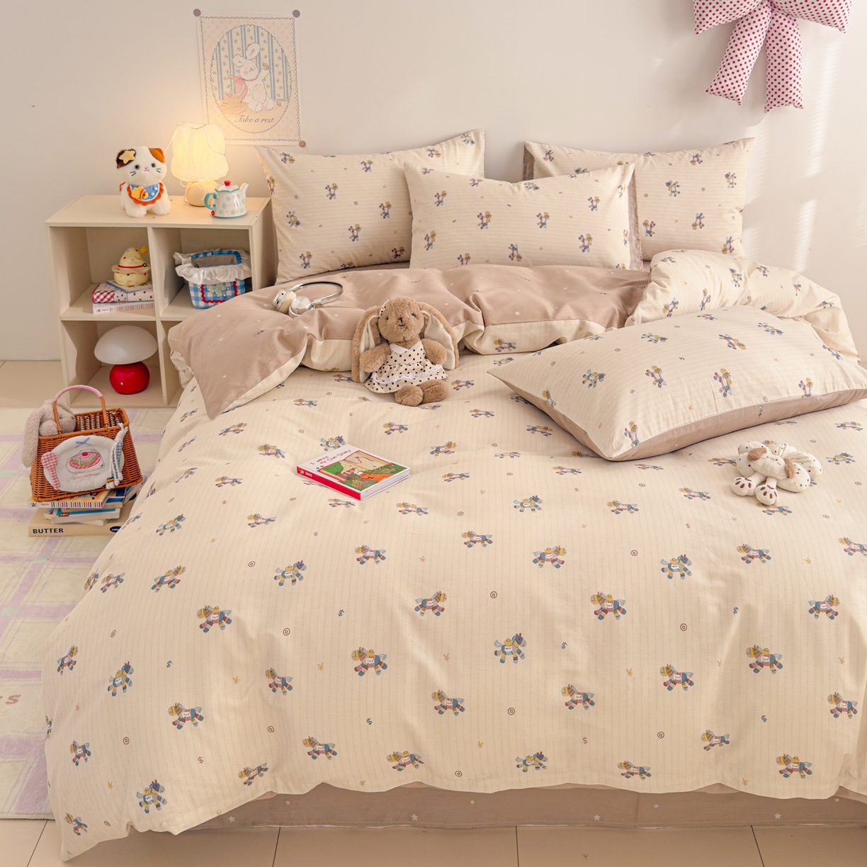 91家纺网 家纺一手货源 找家纺 沐辰 2026新款13070全棉纯棉印花四件套-萌趣 马上有钱