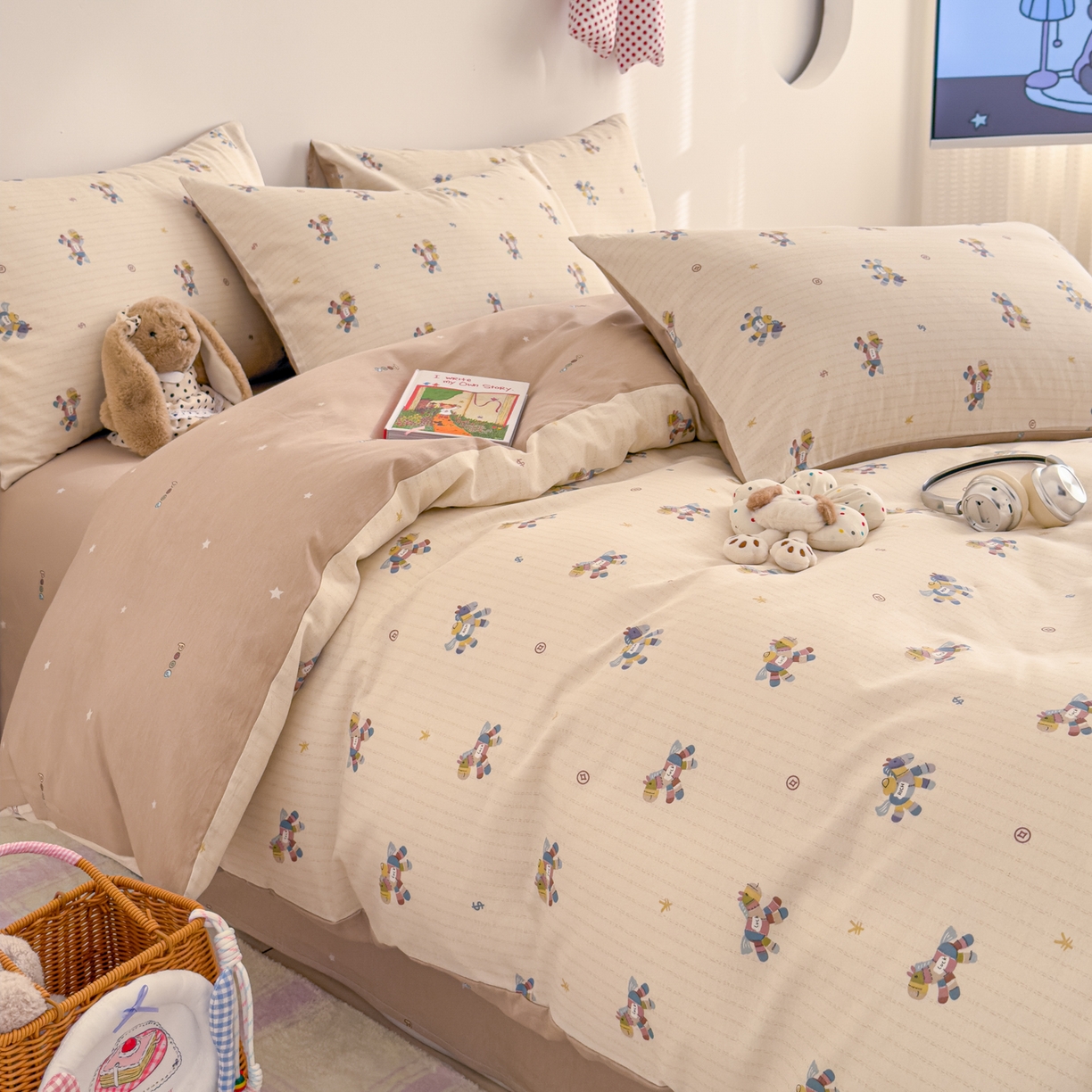 91家纺网 家纺一手货源 找家纺 沐辰 2026新款13070全棉纯棉印花四件套-萌趣 马上有钱