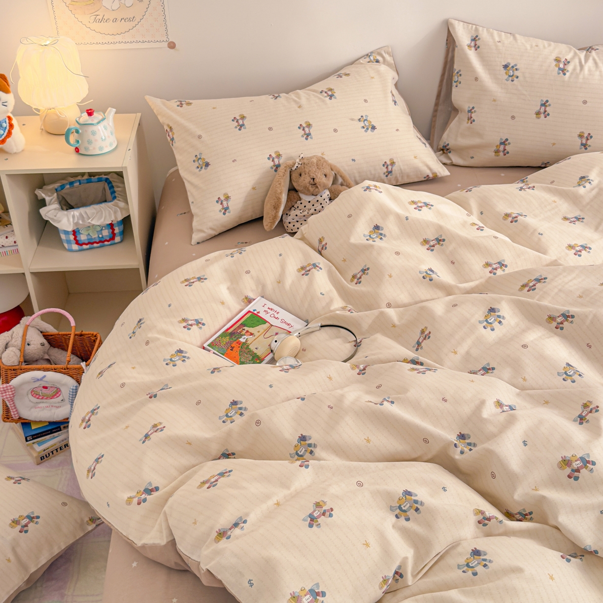 91家纺网 家纺一手货源 找家纺 沐辰 2026新款13070全棉纯棉印花四件套-萌趣 马上有钱