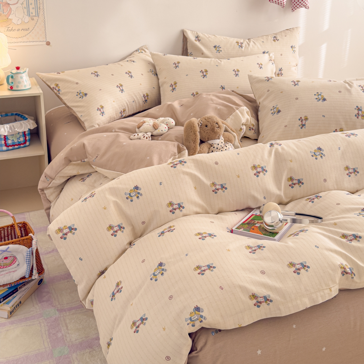 91家纺网 家纺一手货源 找家纺 沐辰 2026新款13070全棉纯棉印花四件套-萌趣 马上有钱