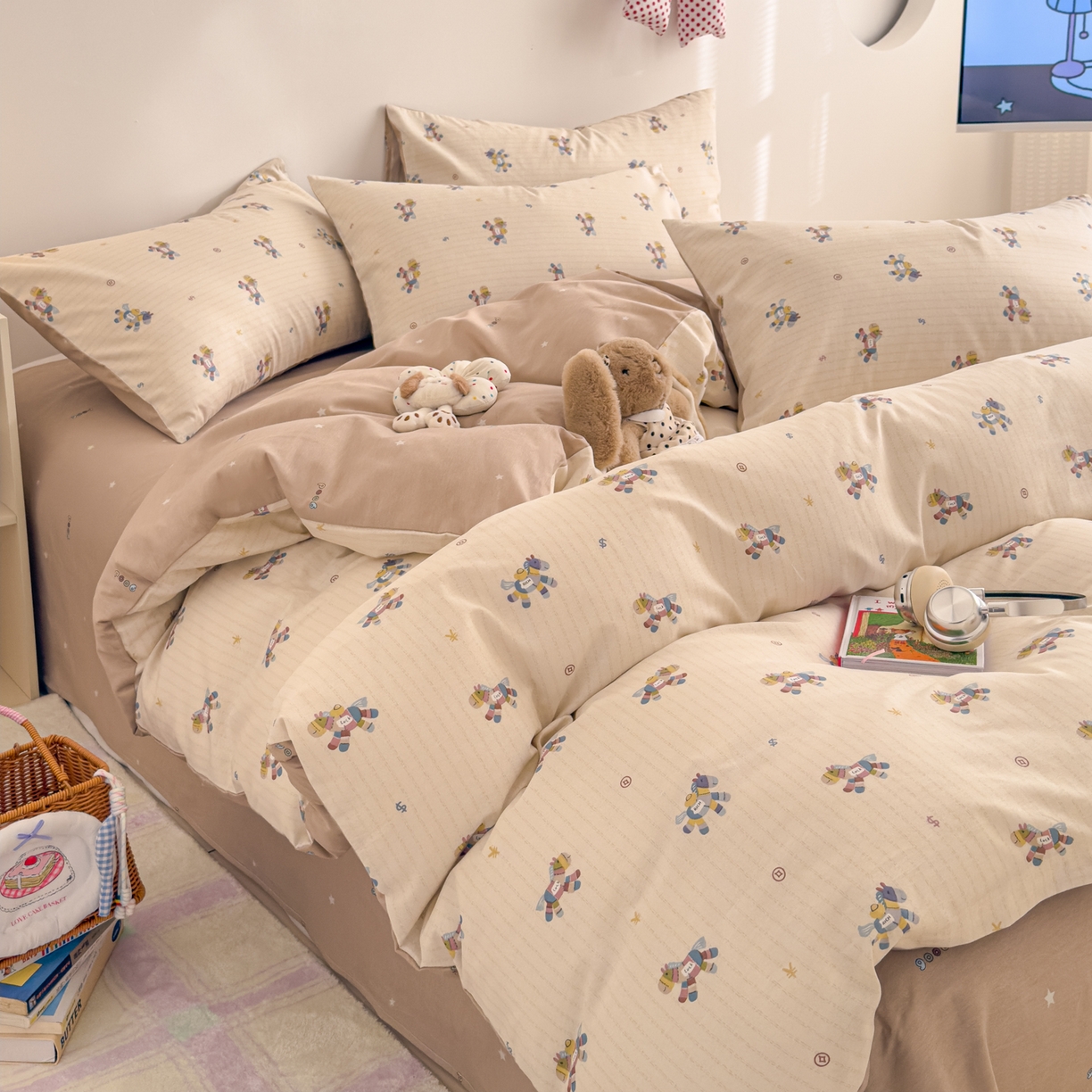 91家纺网 家纺一手货源 找家纺 沐辰 2026新款13070全棉纯棉印花四件套-萌趣 马上有钱