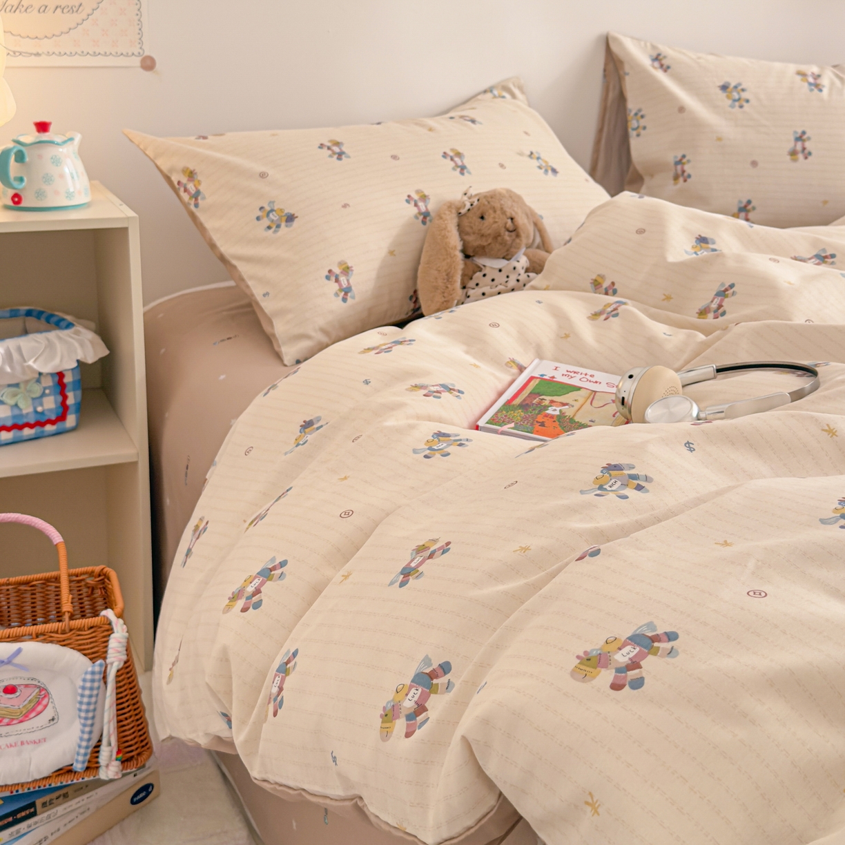 91家纺网 家纺一手货源 找家纺 沐辰 2026新款13070全棉纯棉印花四件套-萌趣 马上有钱