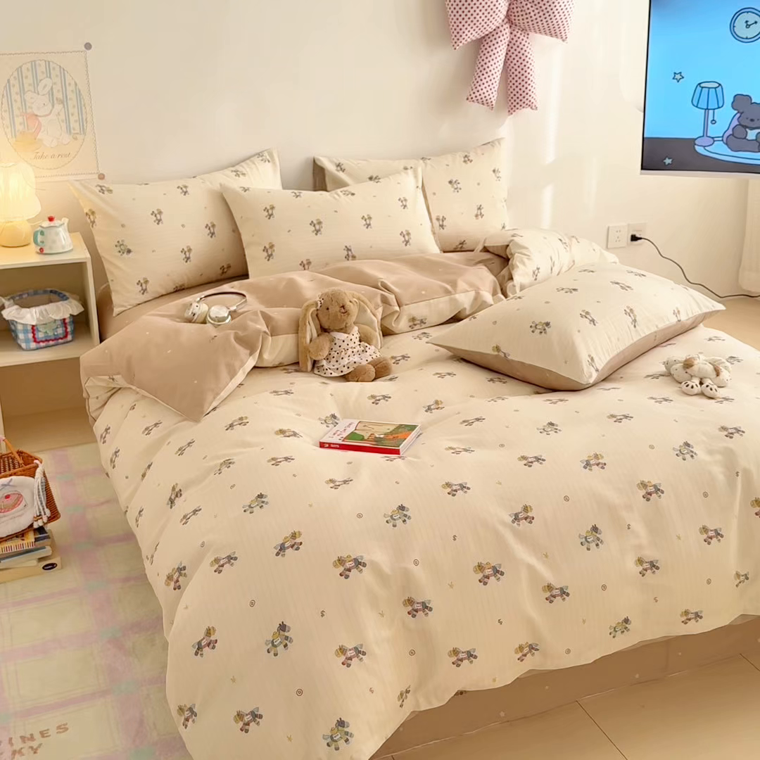 91家纺网 家纺一手货源 找家纺 沐辰 2026新款13070全棉纯棉印花四件套-萌趣 马上有钱