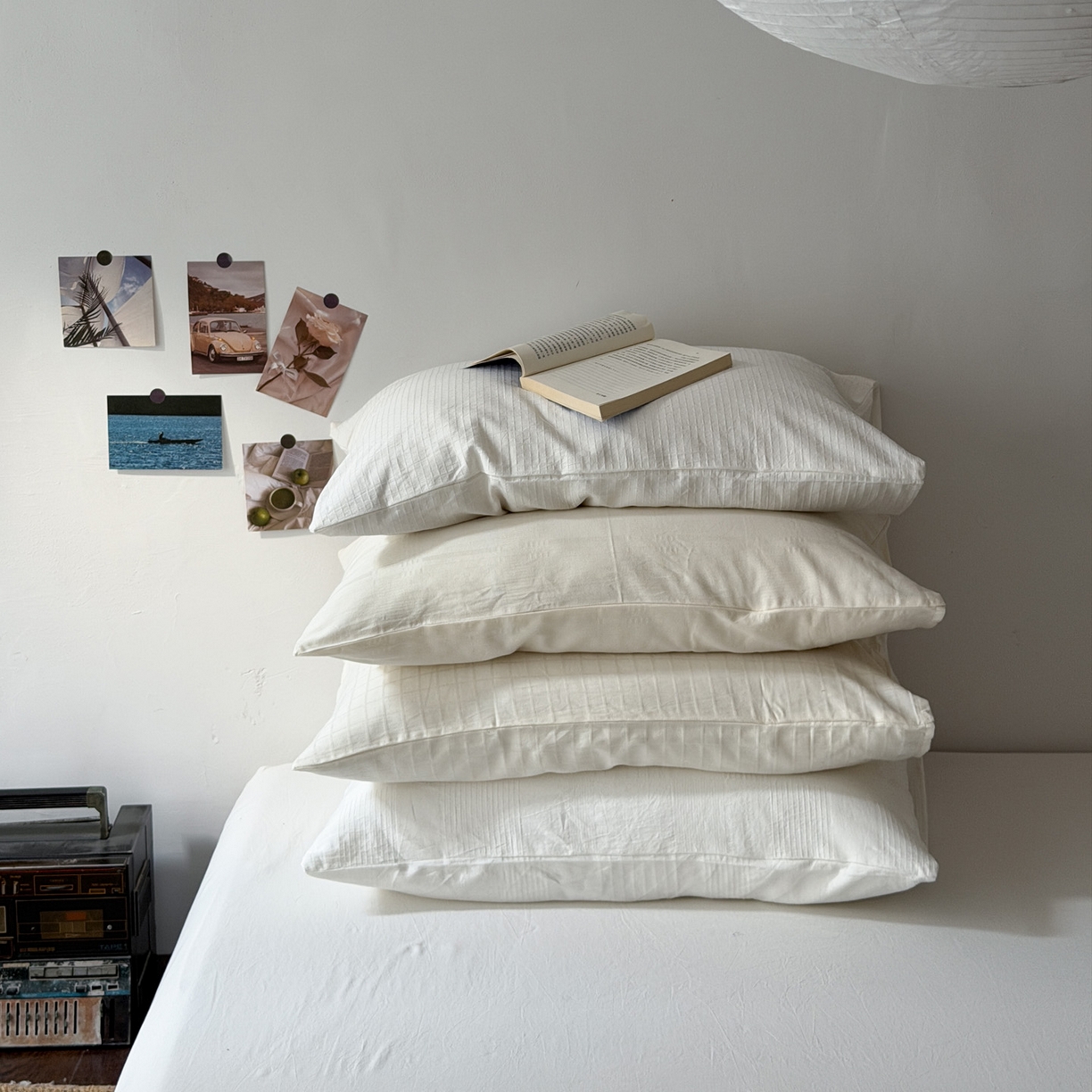 91家纺网 家纺一手货源 找家纺 艾沁家纺 2026新款不染的原棉全棉色织提花单品枕套 小小格