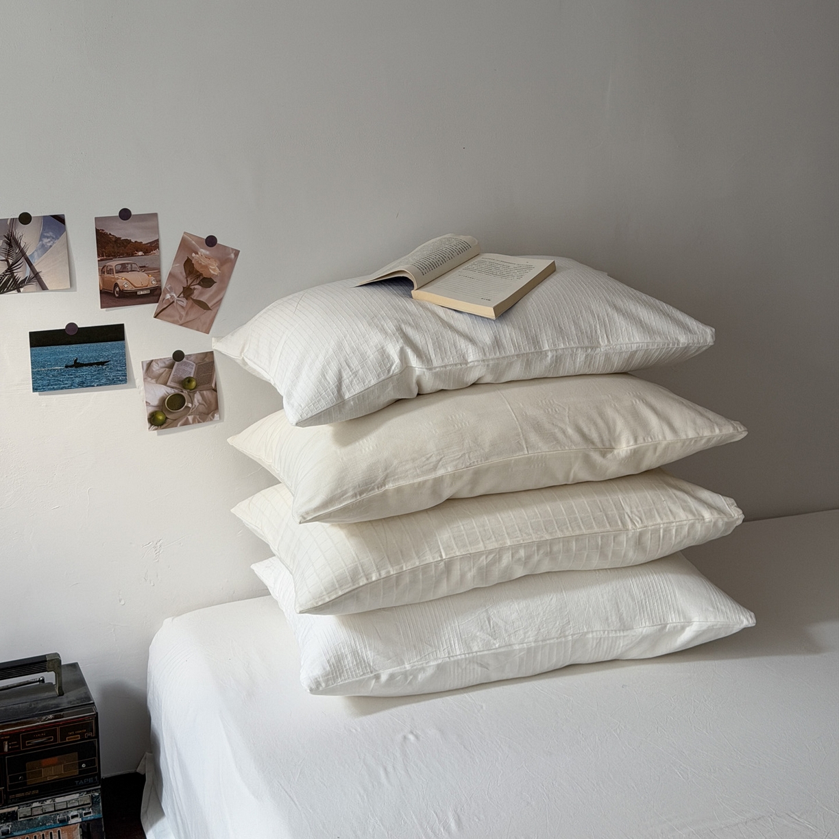 91家纺网 家纺一手货源 找家纺 艾沁家纺 2026新款不染的原棉全棉色织提花单品枕套 组合图仅展示