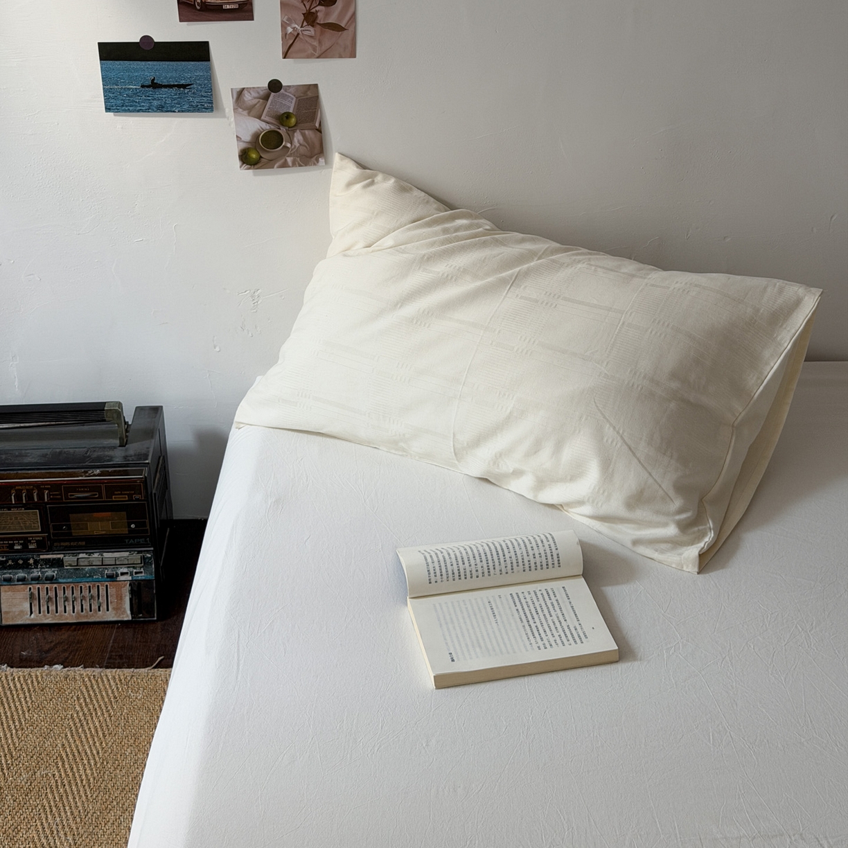 艾沁家纺 2026新款不染的原棉全棉色织提花单品枕套 小长条