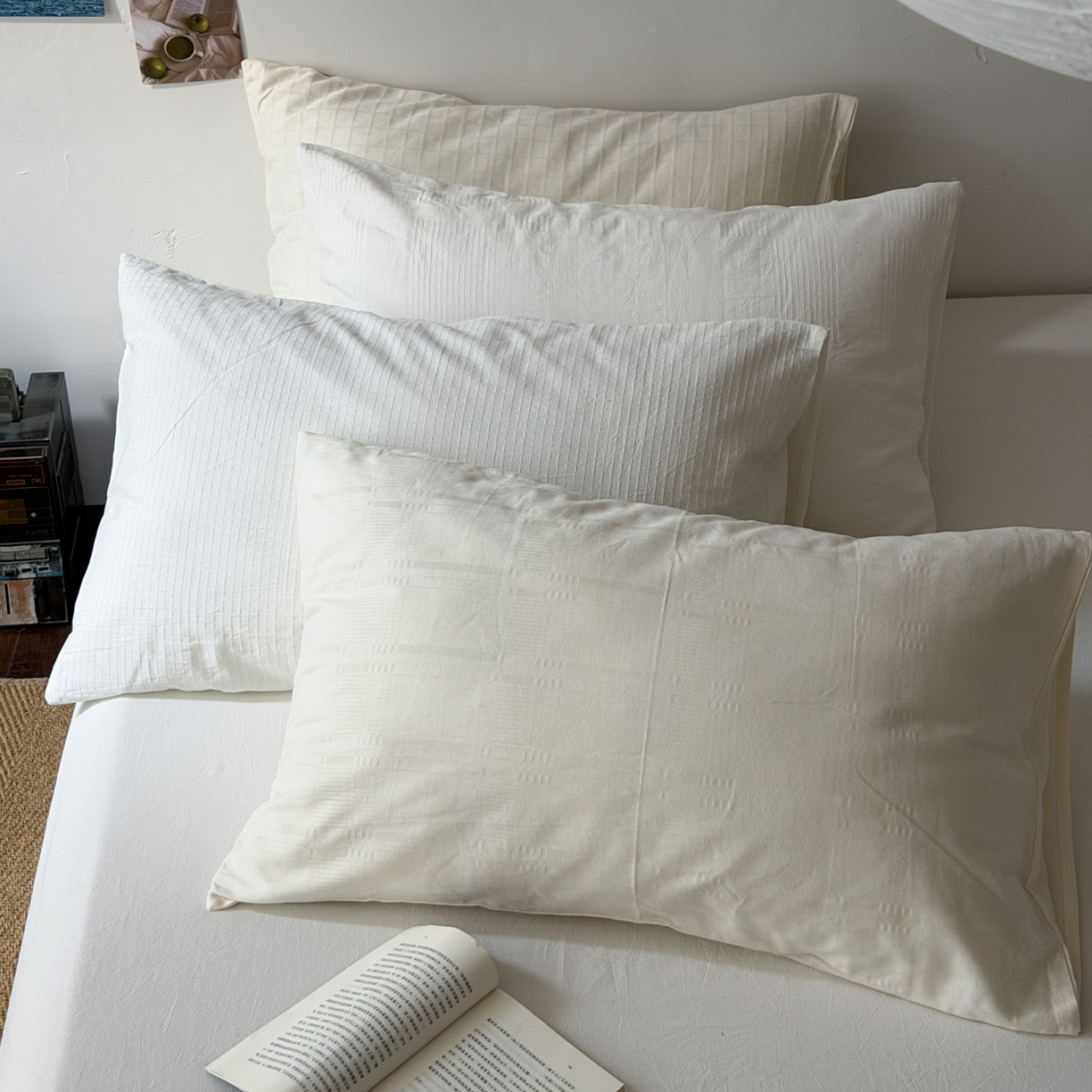 91家纺网 家纺一手货源 找家纺 艾沁家纺 2026新款不染的原棉全棉色织提花单品枕套 小长条