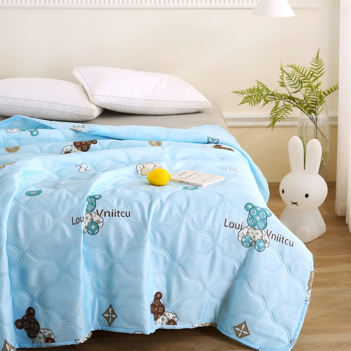 91家纺网 家纺一手货源 找家纺 （总）欧斯涵 2026新款钻石绒礼品夏被夏凉被空调被-暴力熊-蓝