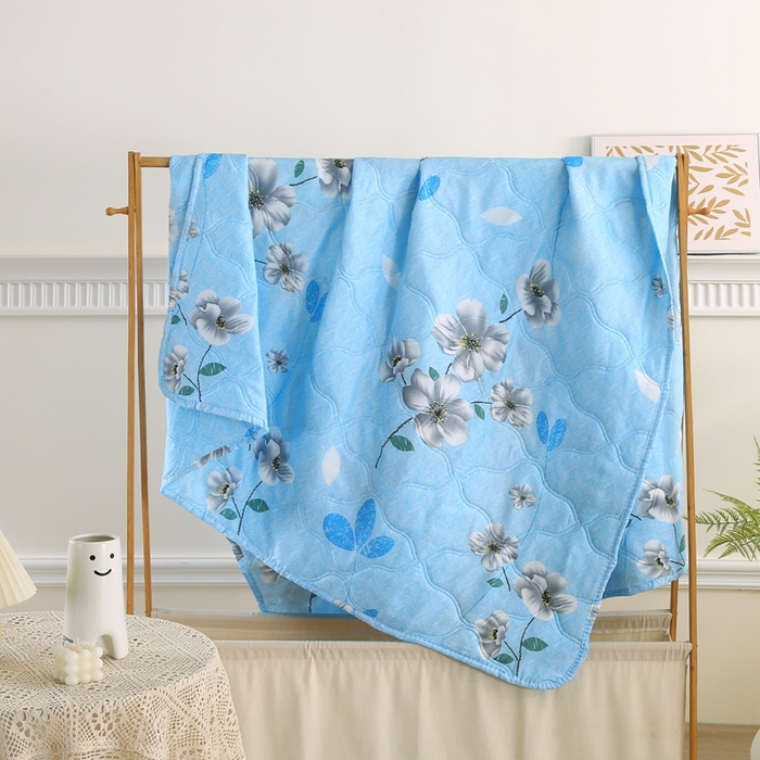 91家纺网 家纺一手货源 找家纺 （总）欧斯涵 2026新款钻石绒礼品夏被夏凉被空调被-向阳花开-蓝