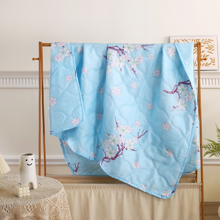 91家纺网 家纺一手货源 找家纺 （总）欧斯涵 2026新款钻石绒礼品夏被夏凉被空调被-梅花-蓝