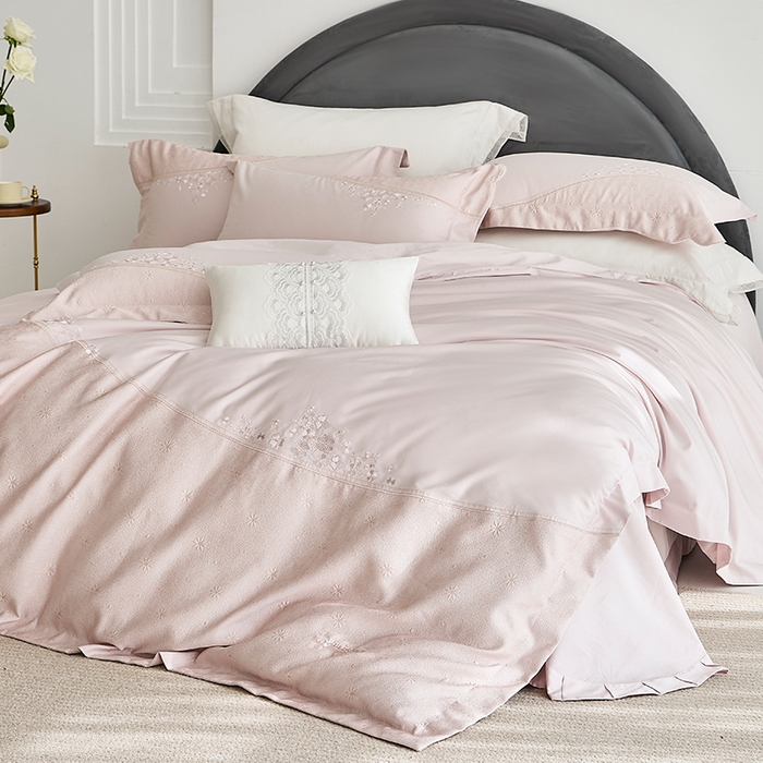 91家纺网 家纺一手货源 找家纺 （总）诗黛尔 2026春夏新款提花长绒棉拼接刺绣四件套格蕾丝系列（会员-20）