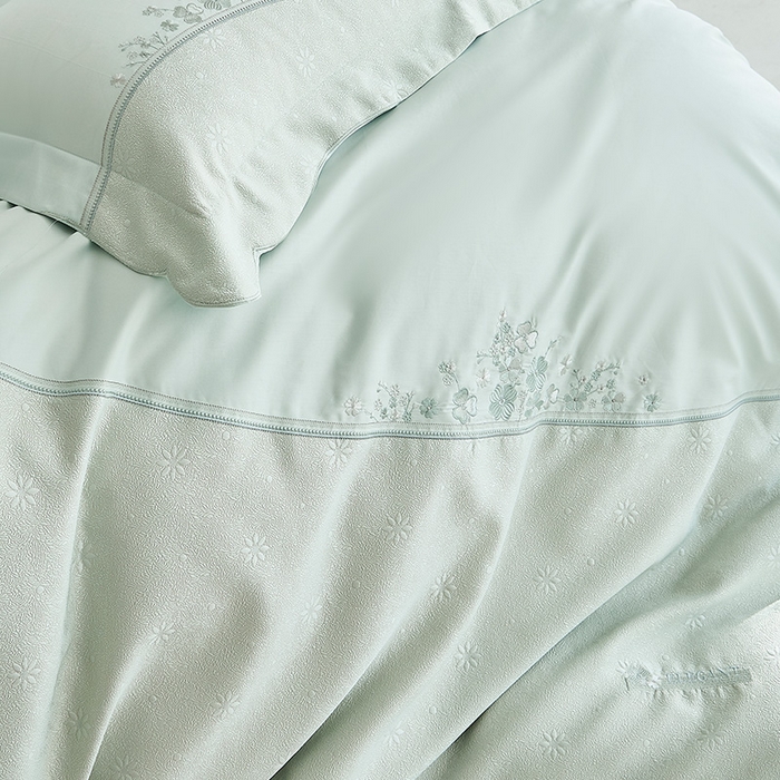 91家纺网 家纺一手货源 找家纺 （总）诗黛尔 2026春夏新款提花长绒棉拼接刺绣四件套格蕾丝系列（会员-20）