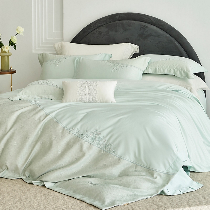 91家纺网 家纺一手货源 找家纺 （总）诗黛尔 2026春夏新款提花长绒棉拼接刺绣四件套格蕾丝系列（会员-20）