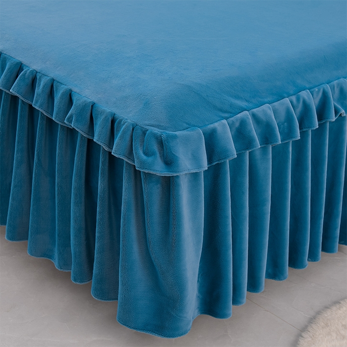 91家纺网 家纺一手货源 找家纺 （总）优家居工厂店 2026新款纯色韩版牛奶绒花边床裙床笠四件套单件被套直播爆款