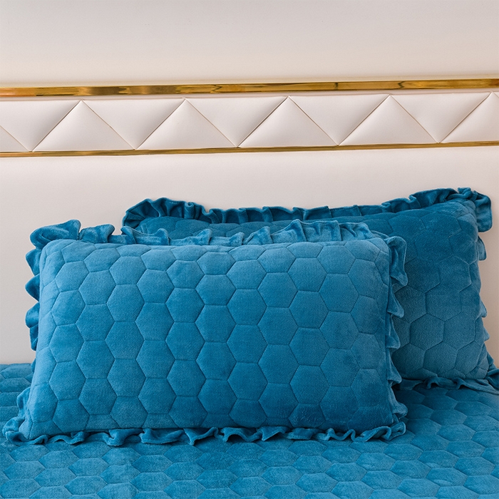 91家纺网 家纺一手货源 找家纺 （总）优家居工厂店 2026新款纯色韩版花边牛奶绒夹棉床裙床罩加厚外贸直播