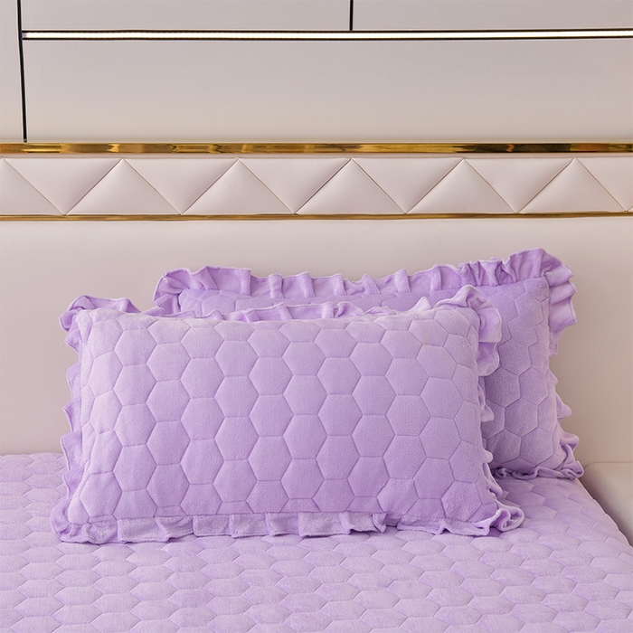 91家纺网 家纺一手货源 找家纺 优家居工厂店 2026新款纯色韩版花边牛奶绒夹棉床裙床罩加厚外贸直播 盛世-魅紫