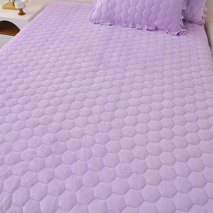 91家纺网 家纺一手货源 找家纺 优家居工厂店 2026新款纯色韩版花边牛奶绒夹棉床裙床罩加厚外贸直播 盛世-魅紫