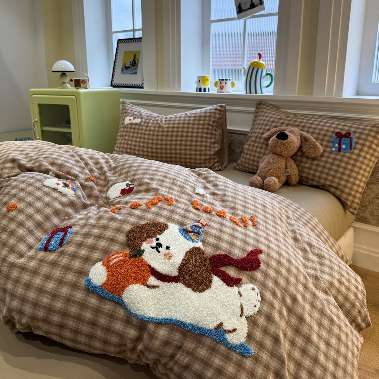 珺柔家纺 2026新款全棉纯棉水洗棉毛巾绣四件套 甜心宝贝