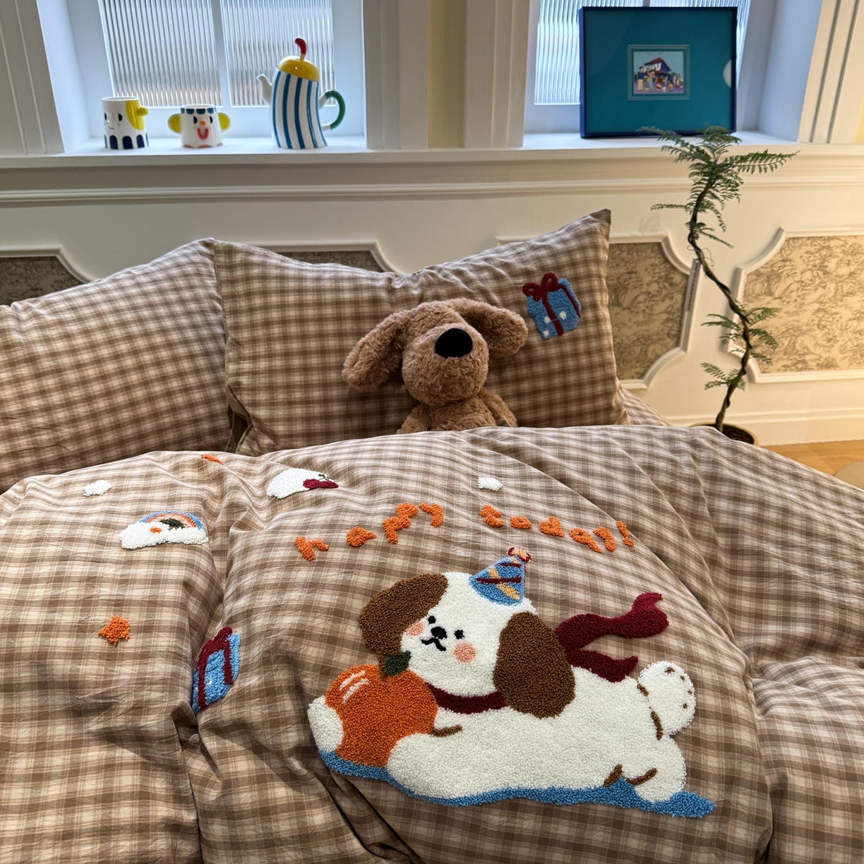 91家纺网 家纺一手货源 找家纺 珺柔家纺 2026新款全棉纯棉水洗棉毛巾绣四件套 甜心宝贝