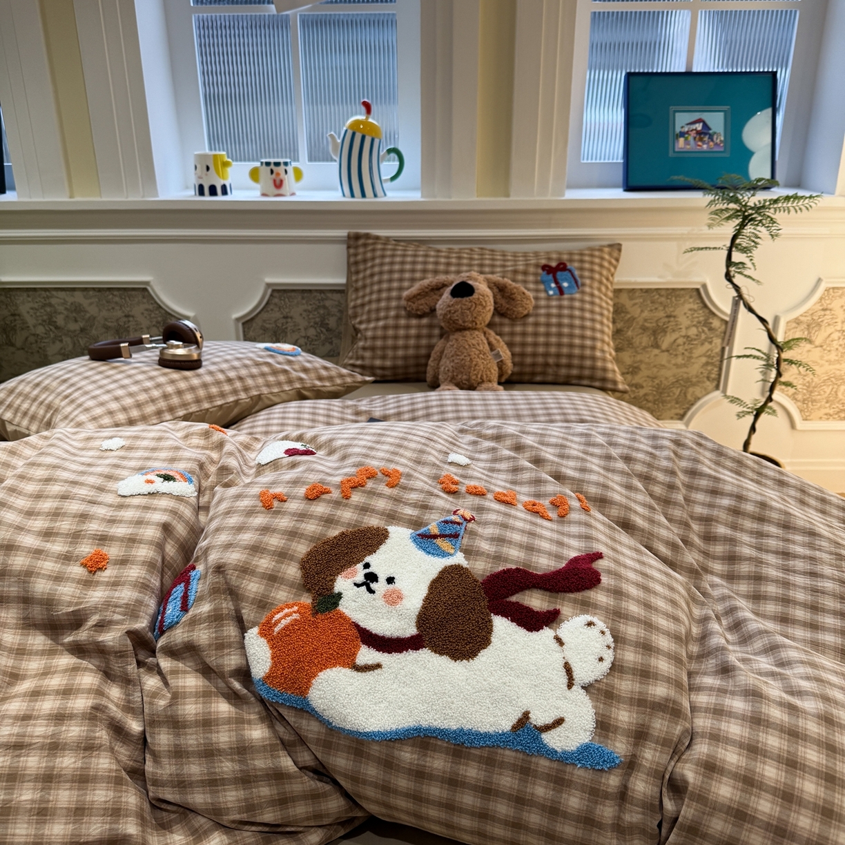 91家纺网 家纺一手货源 找家纺 珺柔家纺 2026新款全棉纯棉水洗棉毛巾绣四件套 甜心宝贝