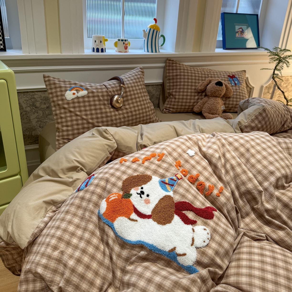 91家纺网 家纺一手货源 找家纺 珺柔家纺 2026新款全棉纯棉水洗棉毛巾绣四件套 甜心宝贝