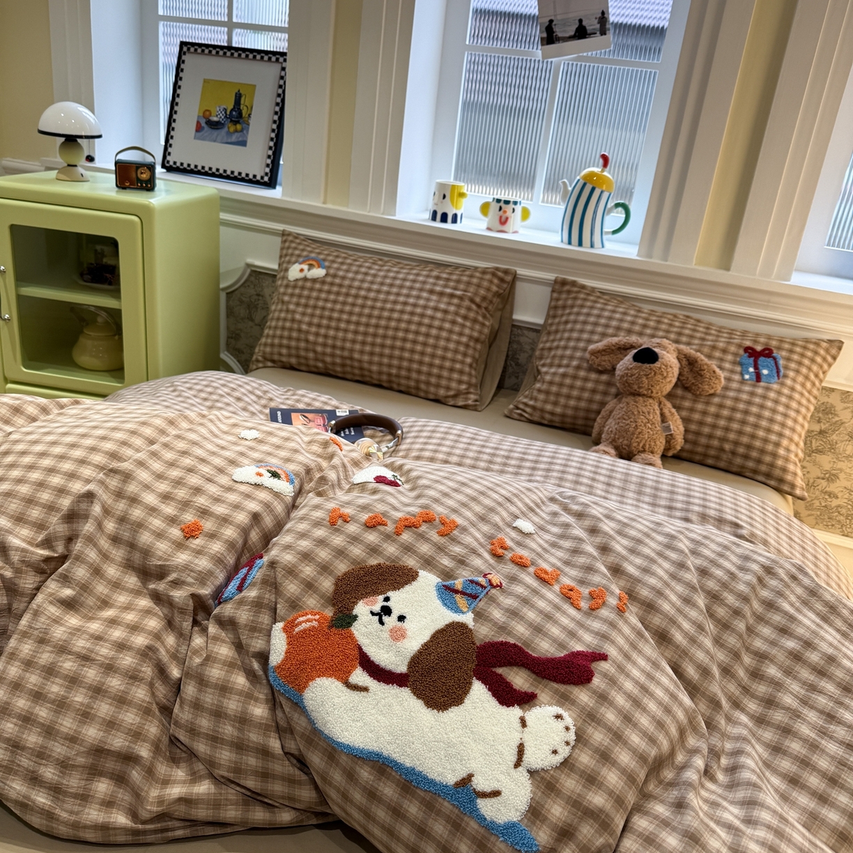 91家纺网 家纺一手货源 找家纺 珺柔家纺 2026新款全棉纯棉水洗棉毛巾绣四件套 甜心宝贝