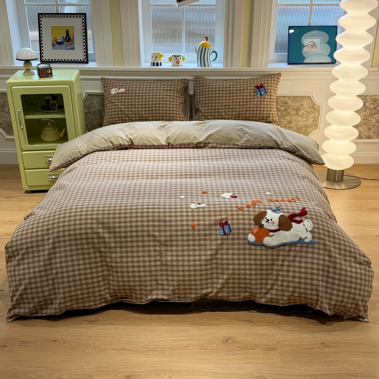 91家纺网 家纺一手货源 找家纺 珺柔家纺 2026新款全棉纯棉水洗棉毛巾绣四件套 甜心宝贝