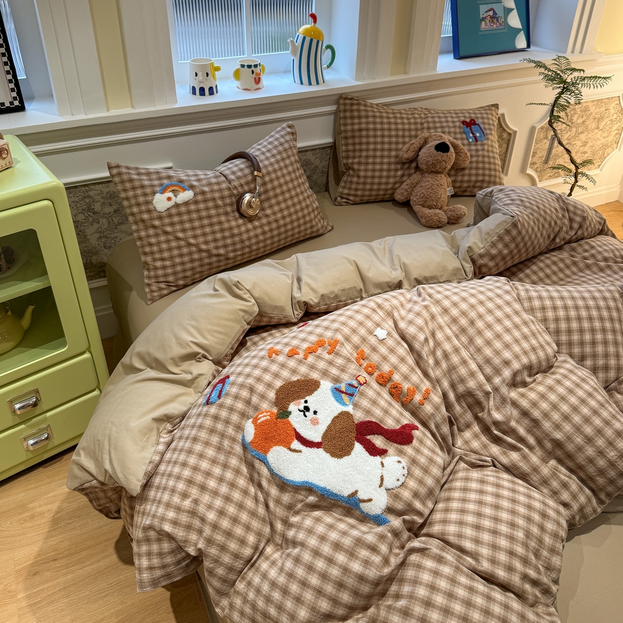 91家纺网 家纺一手货源 找家纺 珺柔家纺 2026新款全棉纯棉水洗棉毛巾绣四件套 甜心宝贝