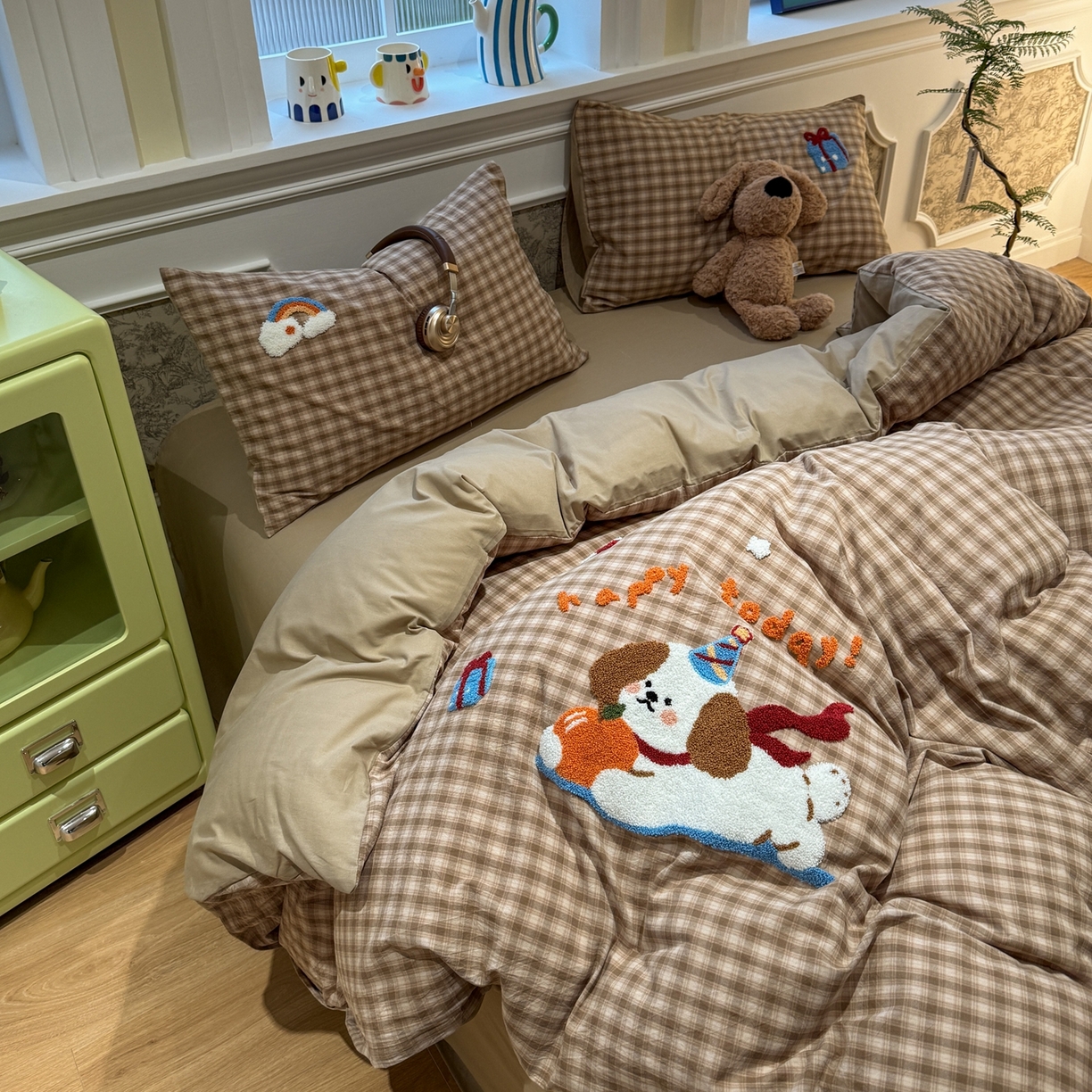 91家纺网 家纺一手货源 找家纺 珺柔家纺 2026新款全棉纯棉水洗棉毛巾绣四件套 甜心宝贝