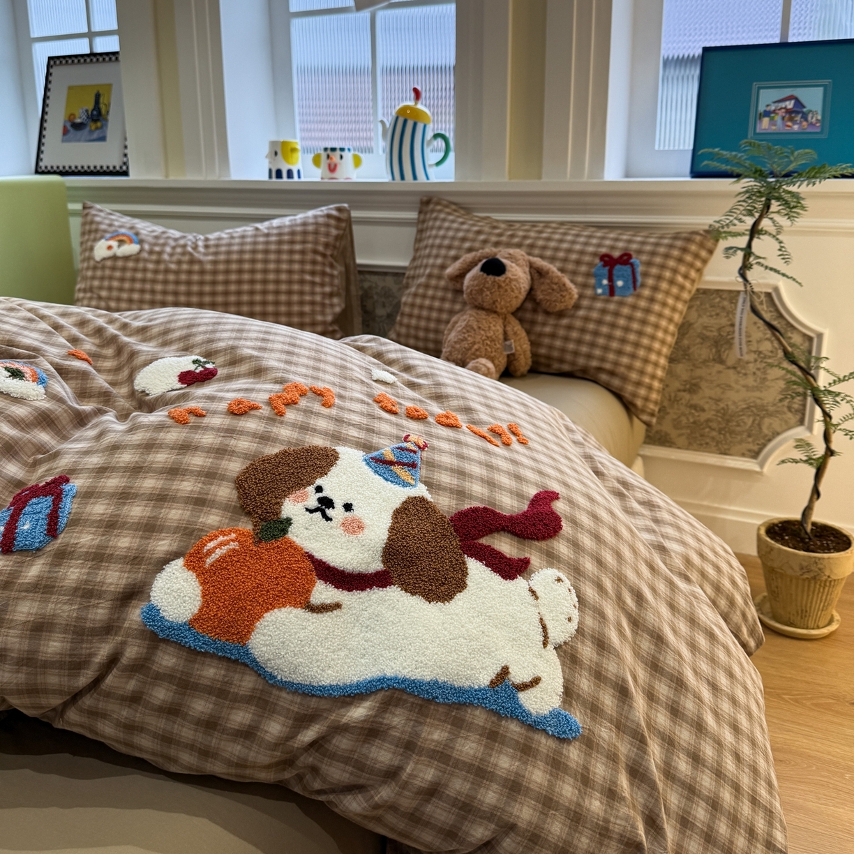 91家纺网 家纺一手货源 找家纺 珺柔家纺 2026新款全棉纯棉水洗棉毛巾绣四件套 甜心宝贝