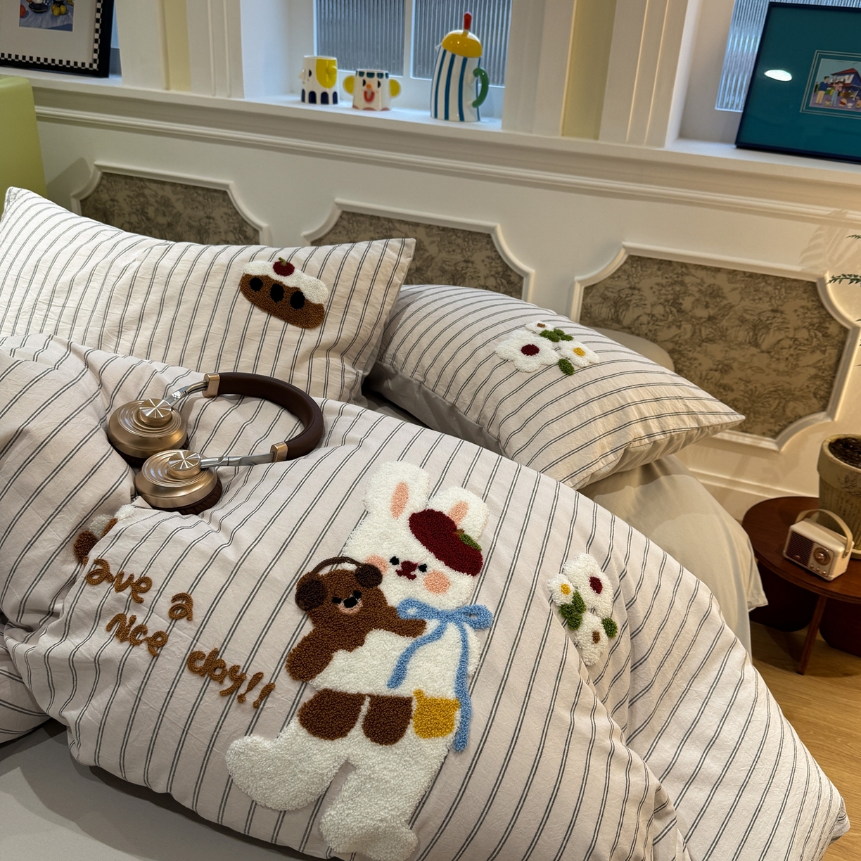 91家纺网 家纺一手货源 找家纺 珺柔家纺 2026新款全棉纯棉水洗棉毛巾绣四件套 甜蜜时光