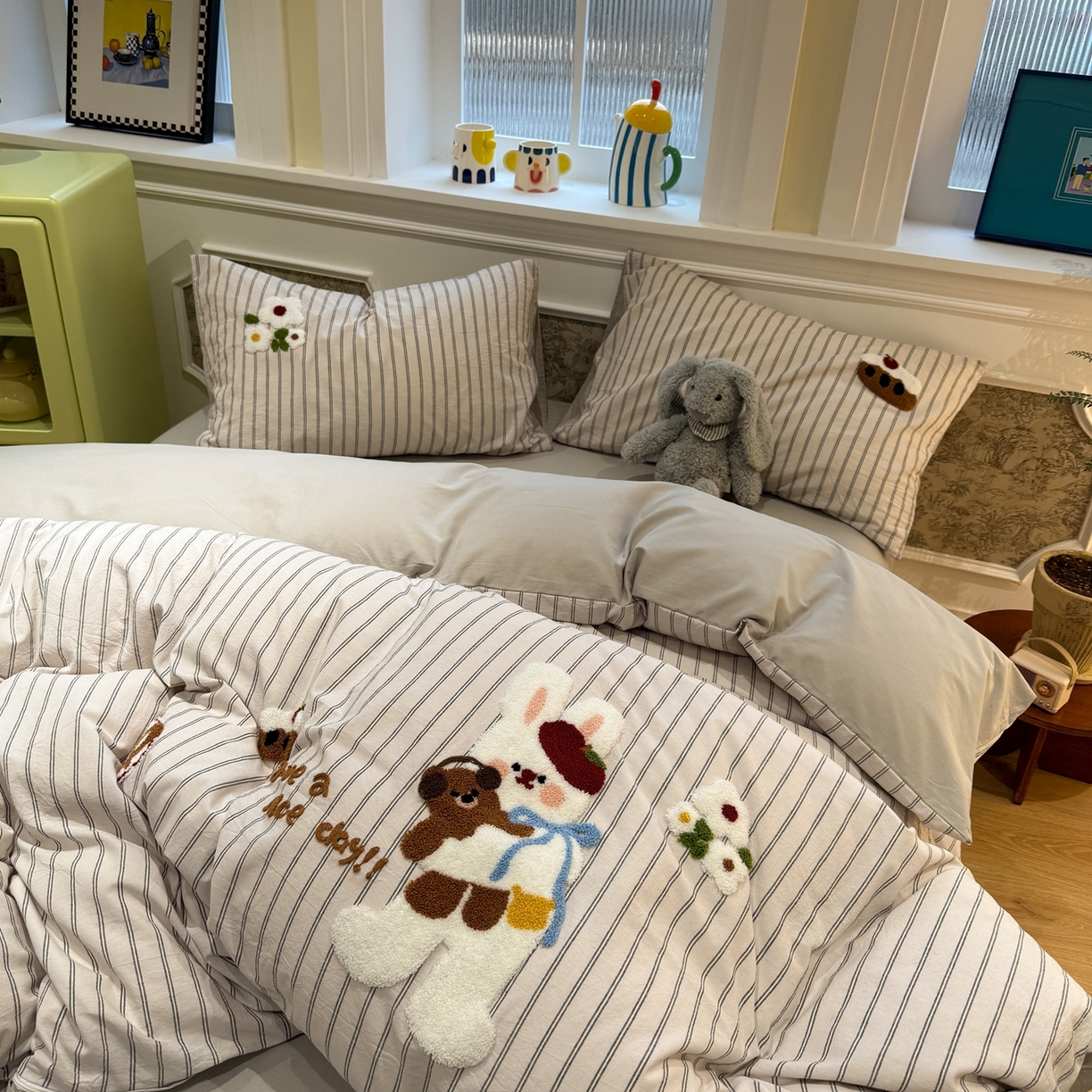 91家纺网 家纺一手货源 找家纺 珺柔家纺 2026新款全棉纯棉水洗棉毛巾绣四件套 甜蜜时光