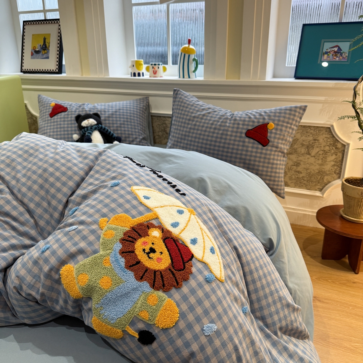 珺柔家纺 2026新款全棉纯棉水洗棉毛巾绣四件套 雨中漫步