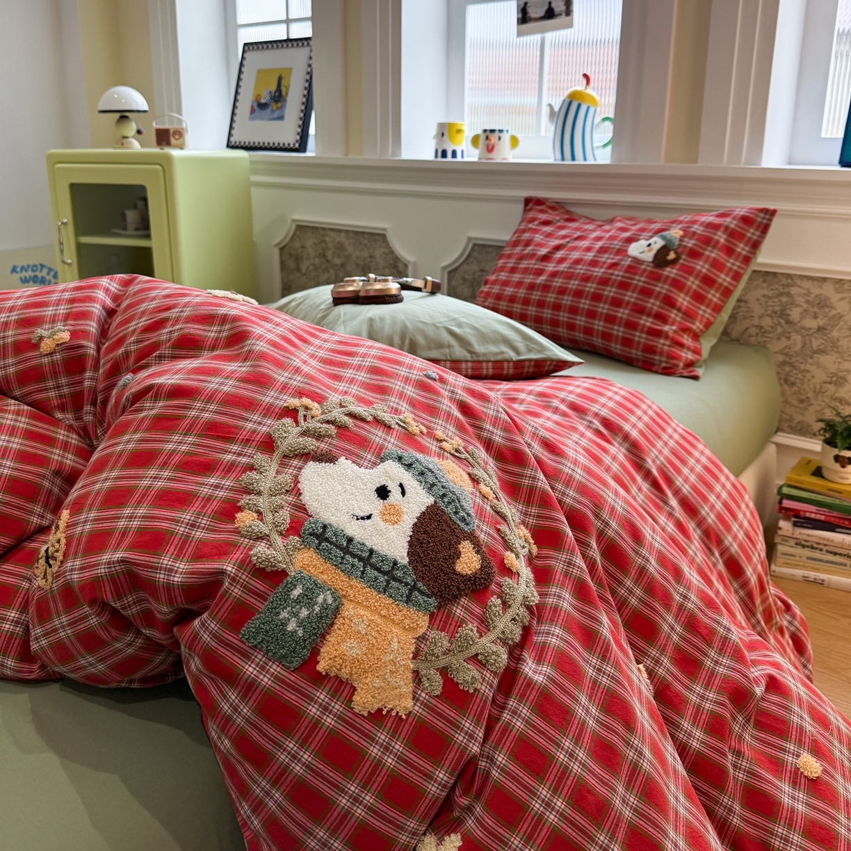 91家纺网 家纺一手货源 找家纺 珺柔家纺 2026新款全棉纯棉水洗棉毛巾绣四件套 花园小狗