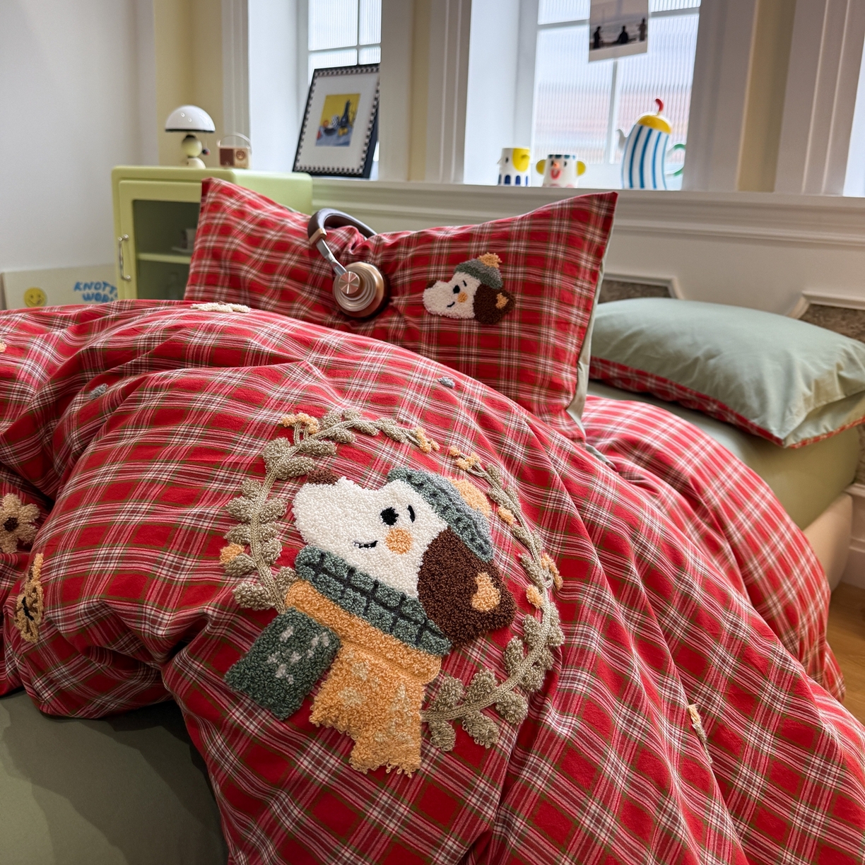 91家纺网 家纺一手货源 找家纺 珺柔家纺 2026新款全棉纯棉水洗棉毛巾绣四件套 花园小狗