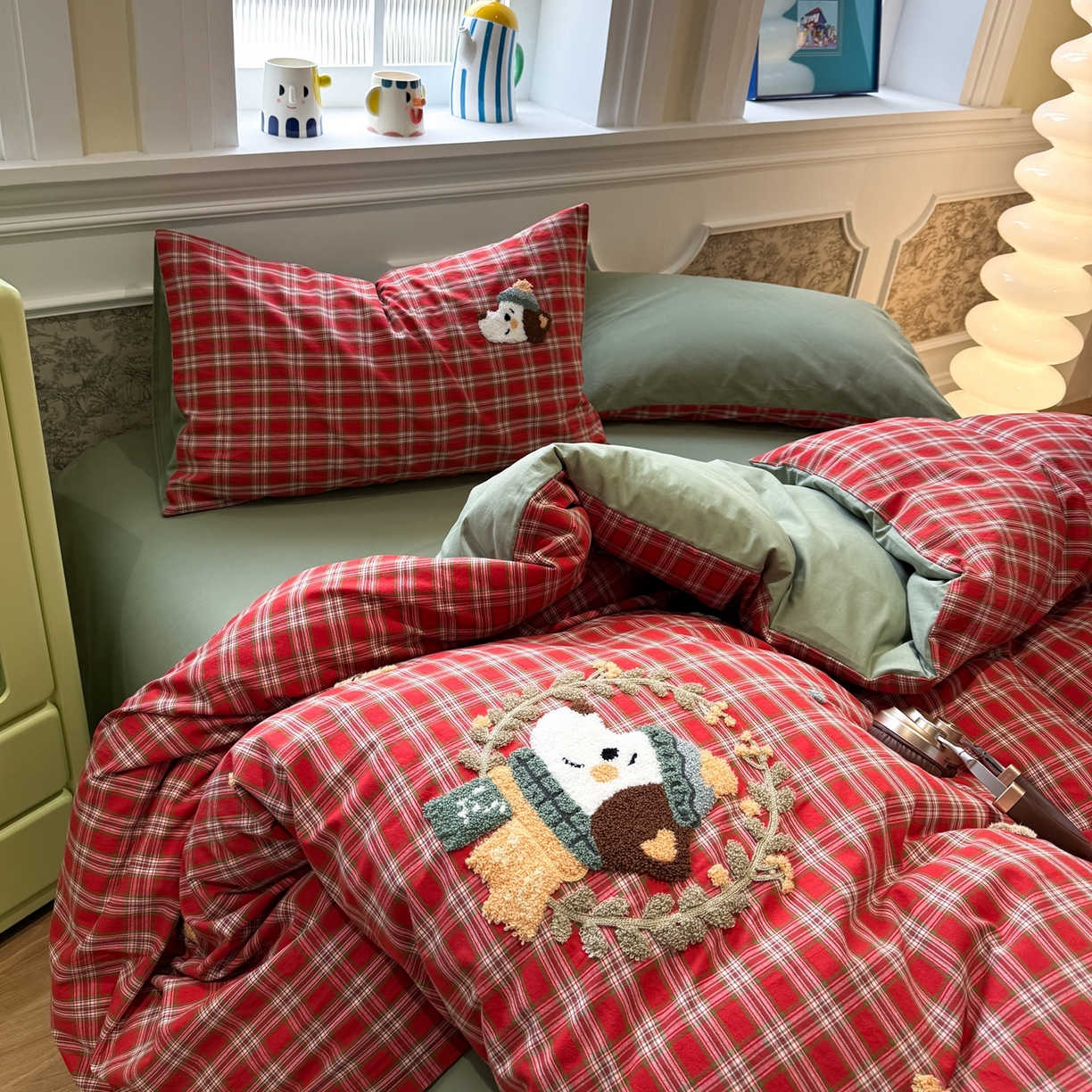 91家纺网 家纺一手货源 找家纺 珺柔家纺 2026新款全棉纯棉水洗棉毛巾绣四件套 花园小狗