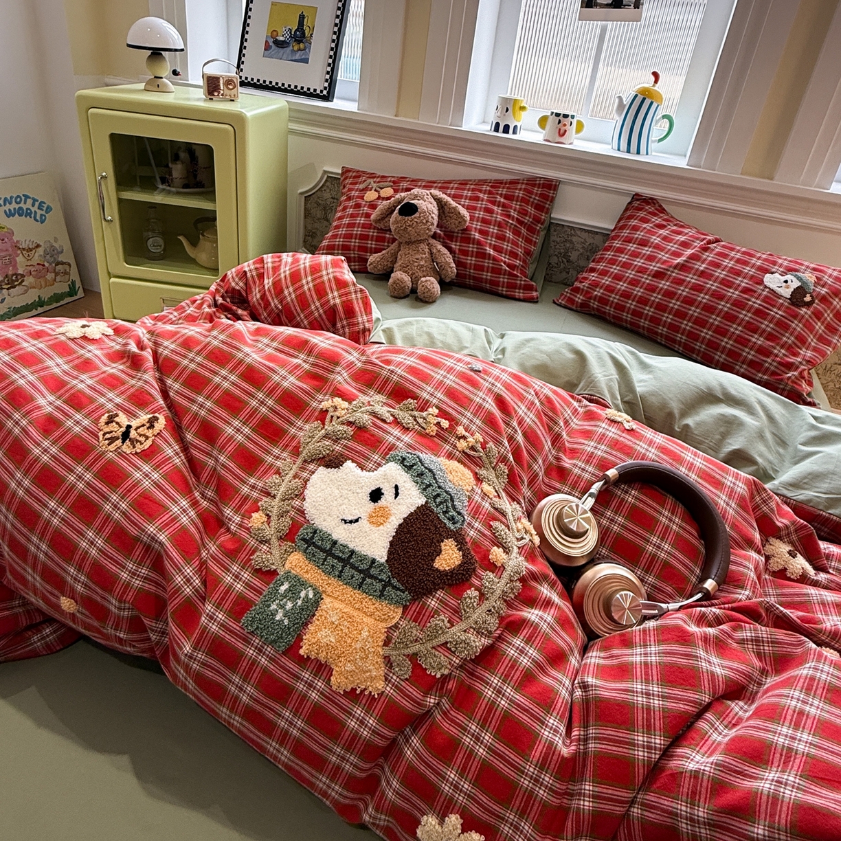 91家纺网 家纺一手货源 找家纺 珺柔家纺 2026新款全棉纯棉水洗棉毛巾绣四件套 花园小狗