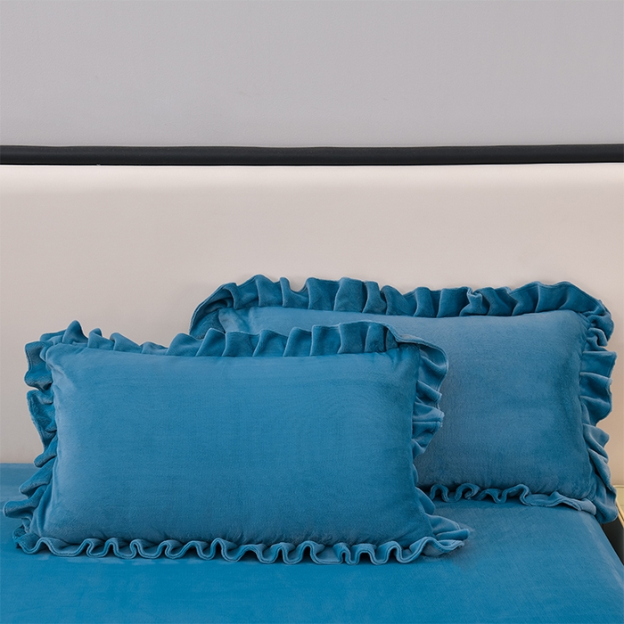 91家纺网 家纺一手货源 找家纺 （总）优家居工厂店 2026新款纯色韩版花边牛奶绒床裙床罩加厚直播外贸可定做