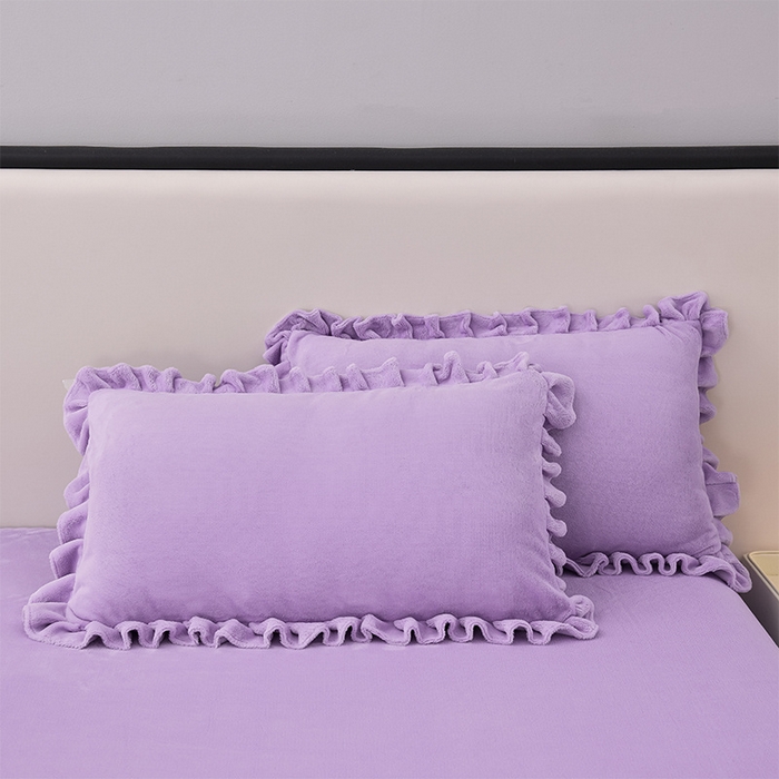 91家纺网 家纺一手货源 找家纺 优家居工厂店 2026新款纯色韩版花边牛奶绒床裙床罩加厚直播外贸可定做 盛世-魅紫