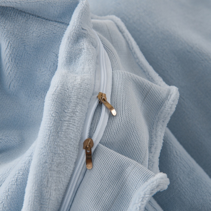 91家纺网 家纺一手货源 找家纺 优家居工厂店 2026新款240克高克重牛奶绒单件床裙韩版刺绣花牛奶绒床裙三件套 安娜-浅蓝