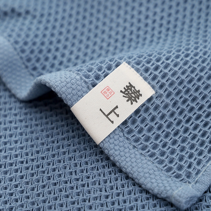 91家纺网 家纺一手货源 找家纺 朴尔家纺-毛巾被 2026新款北欧风素色布标全棉蜂窝华夫格透气枕巾 北欧风-蓝