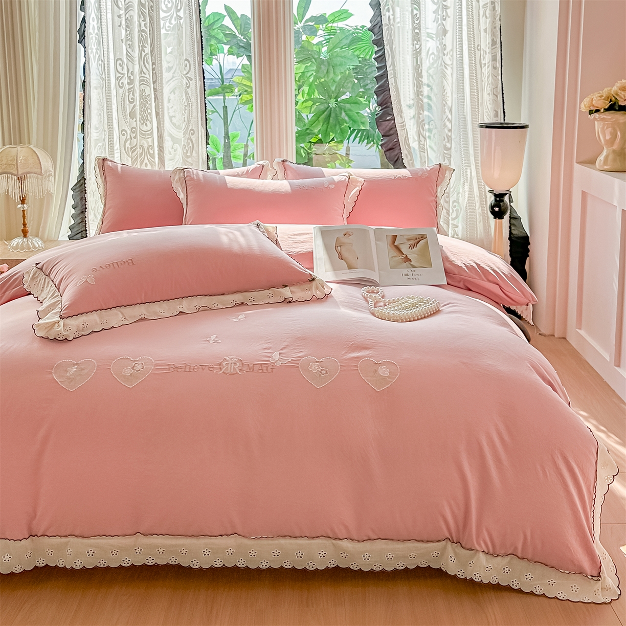 91家纺网 家纺一手货源 找家纺 （总）梓之赫 2026新款A类云感纱花边四件套-欢乐时光